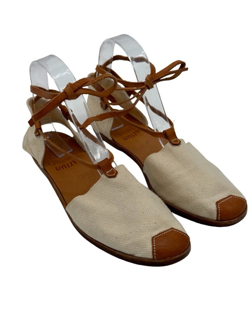Unisa Vintage Cream Lace Up Flat Sandals Size 8.5